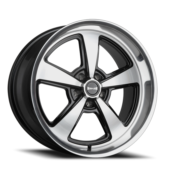 20x8.5 Ridler 652 Gloss Black Diamond Cut Face And Lip 5x127 ET0 Wheel