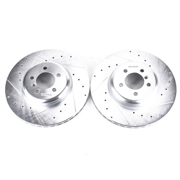 PowerStop Evolution Drilled Slotted Rotors Pair Front For BMW 335i