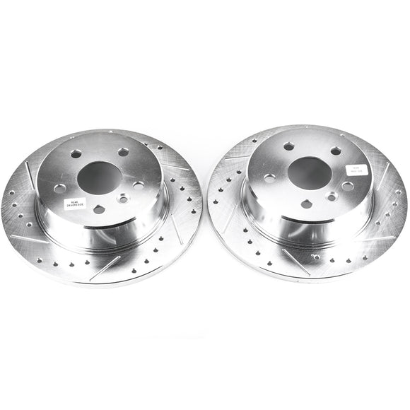 PowerStop Evolution Drilled Slotted Rotors Pair Rear For Toyota Avalon