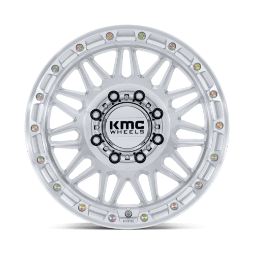 18x9 KMC KM555 Attack Gloss Silver Machined Face 8x165.1 ET18 Wheel