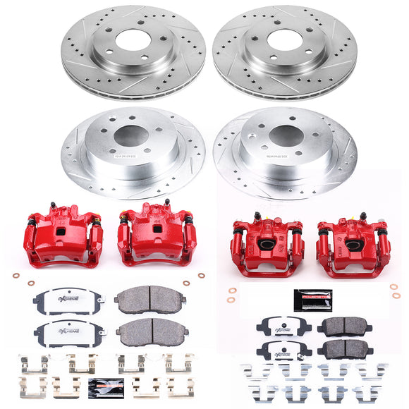 PowerStop Z26 Street Performance Ceramic Brake Pad, Drilled Slotted Rotor, and C