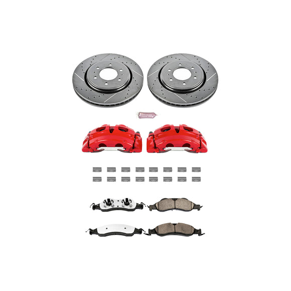 PowerStop Z36 Truck and SUV Ceramic Brake Pad, Drilled & Slotted Rotor, and Cali