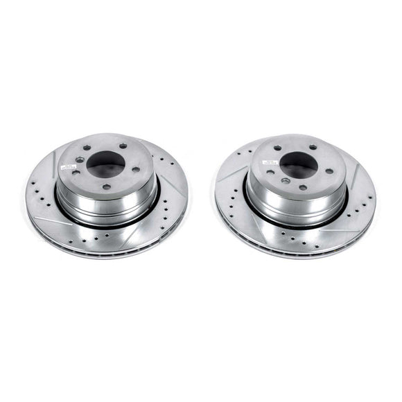 PowerStop Evolution Drilled Slotted Rotors Pair Rear For BMW 525xi