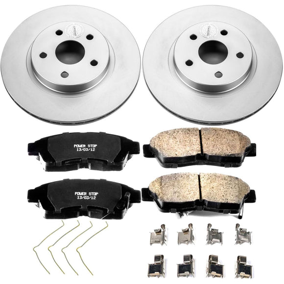 PowerStop Genuine Geomet Coated Rotor and Low-Dust Ceramic Brake Pad Kit