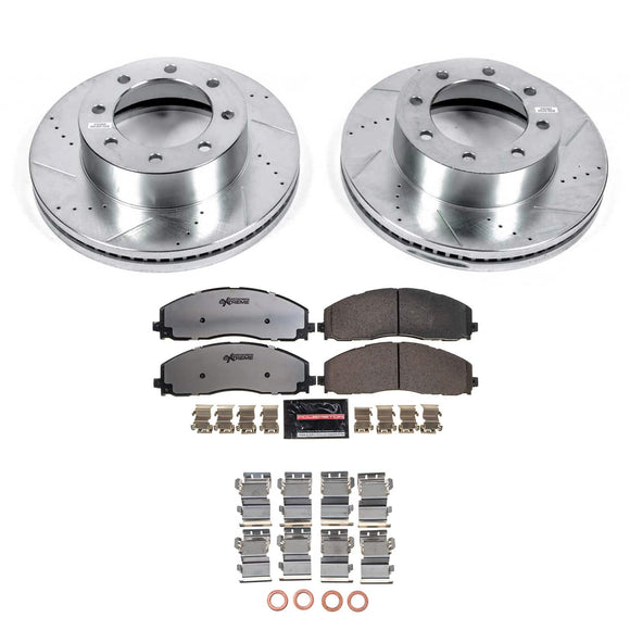 PowerStop Z36 Truck and SUV Ceramic Brake Pad, Drilled & Slotted Rotor, and Cali