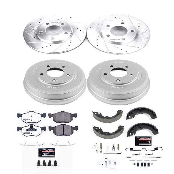 PowerStop Z36 Ceramic Brake Pads with Drilled Slotted Rotors and Drum Shoe Kit