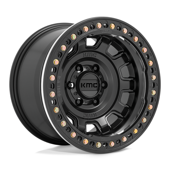 17X9 KMC KM236 TANK Beadlock Satin Black 5X127 ET-15 wheel/rim