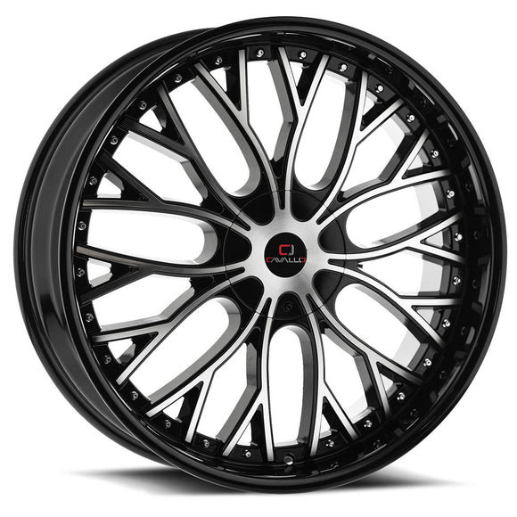 18x8 Cavallo CLV-33 Gloss Black & Machined 5x112/114.3 ET35 wheel/rim