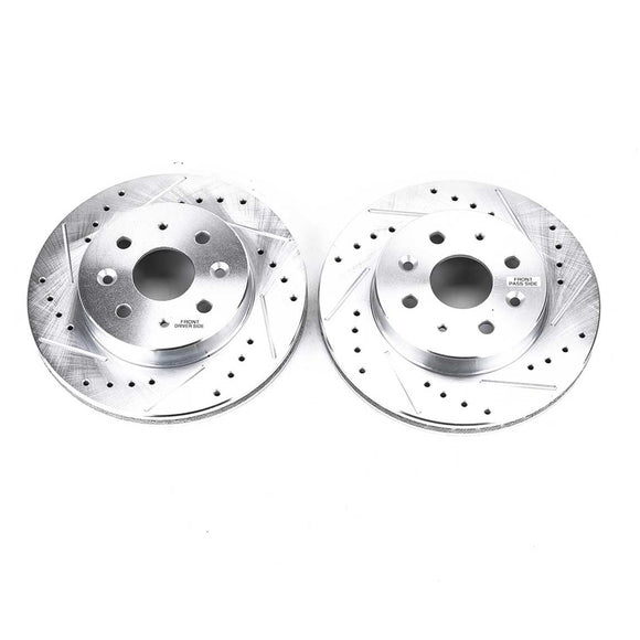 PowerStop Evolution Drilled Slotted Rotors Pair Front For Kia Rio