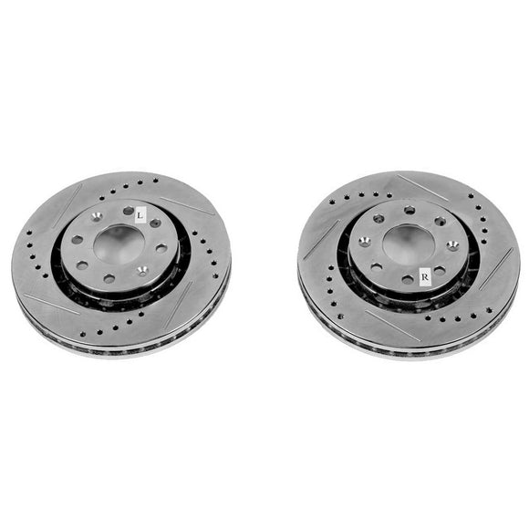PowerStop Evolution Drilled Slotted Rotors Pair Front For Chevrolet Aveo