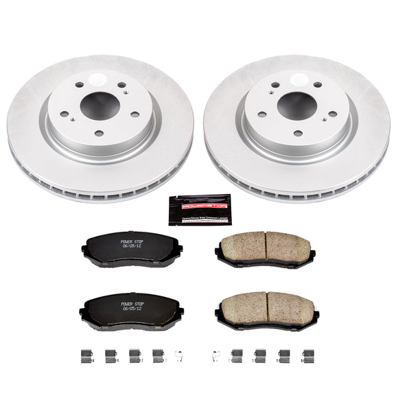 PowerStop Genuine Geomet Coated Rotor and Low-Dust Ceramic Brake Pad Kit