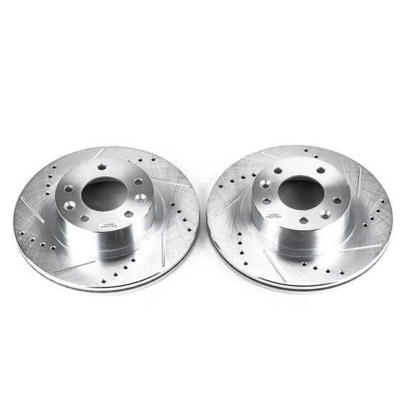 PowerStop Evolution Drilled Slotted Rotors Pair Front For Mazda RX-7