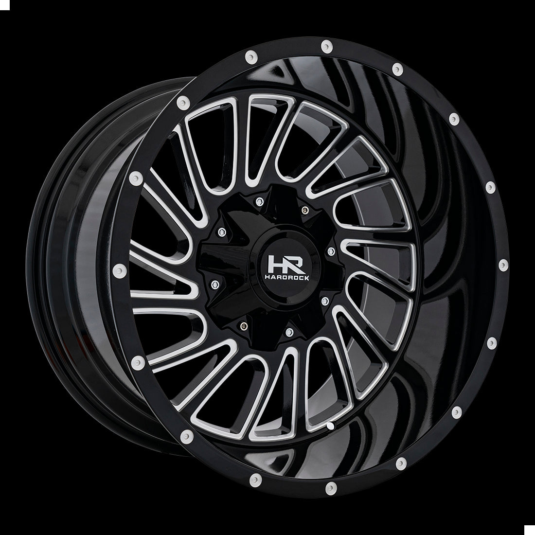 20x12 Hardrock Overdrive Gloss Black Milled 8x170 ET-51 wheel/rim