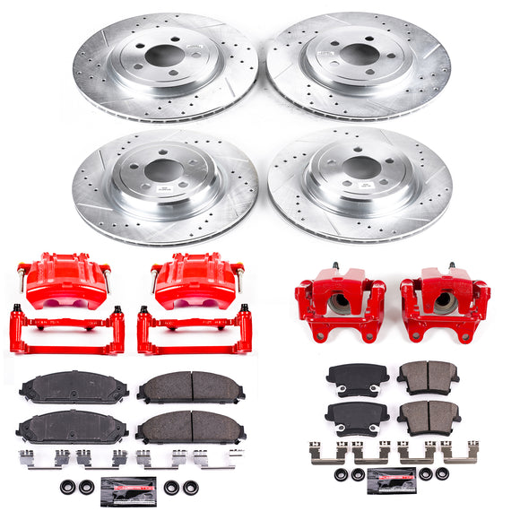 PowerStop Z23 Daily Driver Carbon-Fiber Ceramic Pads Drilled & Slotted Rotor & C