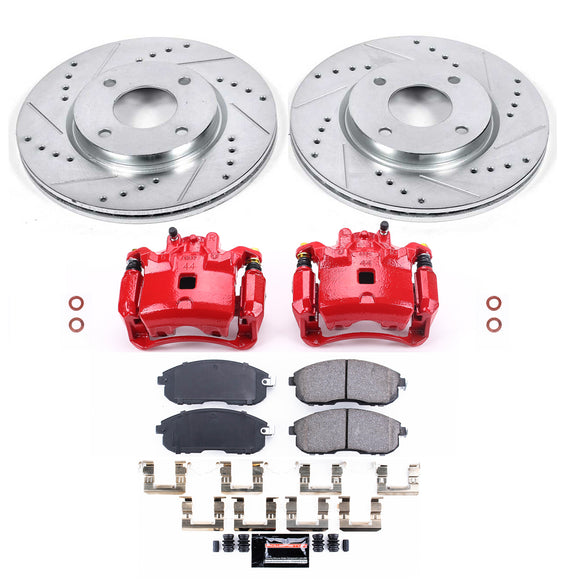 PowerStop Z23 Daily Driver Carbon-Fiber Ceramic Pads Drilled & Slotted Rotor & C
