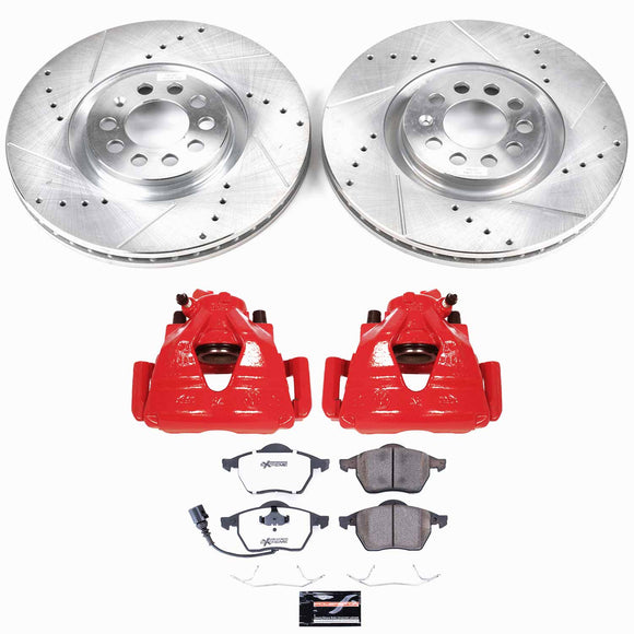 PowerStop Z26 Street Performance Ceramic Brake Pad, Drilled Slotted Rotor, and C