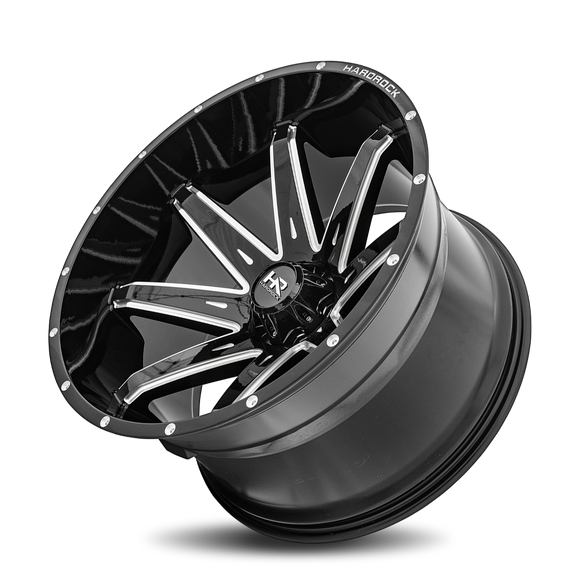 24x14 Hardrock Painkiller XPosed Gloss Black Milled 5x150 ET-76 wheel/rim