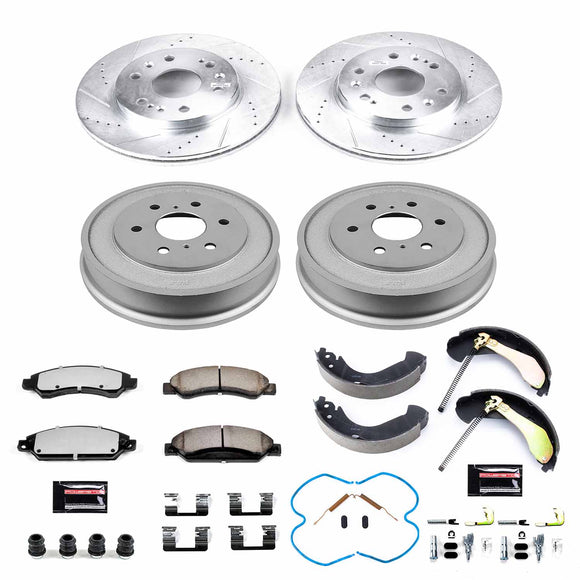 PowerStop Z36 Ceramic Brake Pads with Drilled Slotted Rotors and Drum Shoe Kit