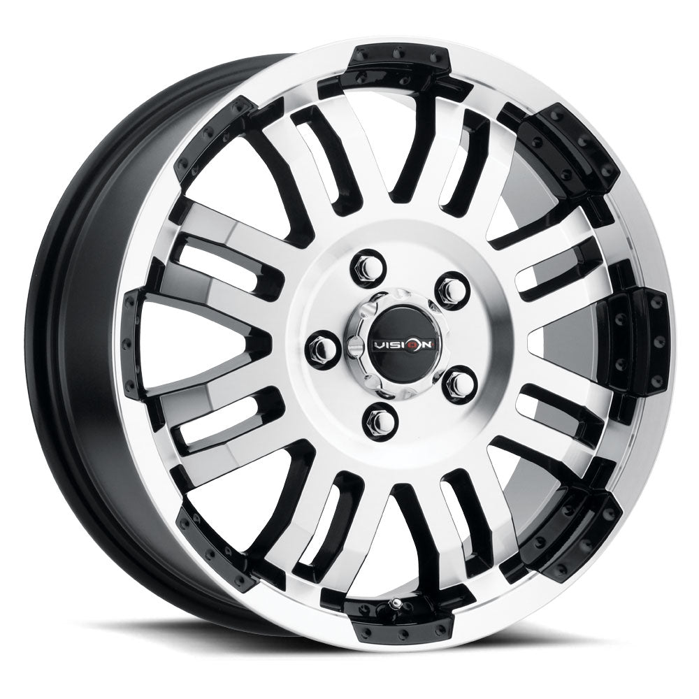 16x6.5 Vision 375 Warrior Gloss Black Machined Face 5x130 ET45 Wheel Rim