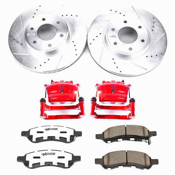 PowerStop Z26 Street Performance Ceramic Brake Pad, Drilled Slotted Rotor, and C