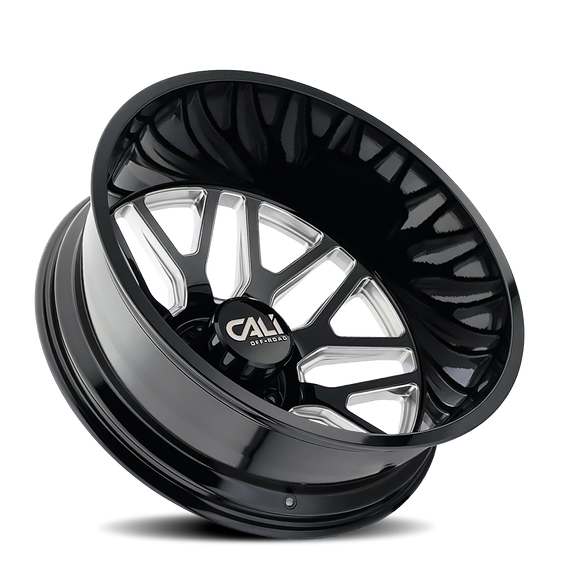 22x8.25 Cali Off-Road Invader Dually Gloss Black Milled 8x165.1 ET-192 Wheel