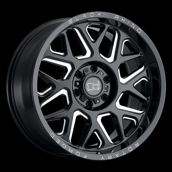 20x9.5 Black Rhino Reaper Gloss Black Milled Spokes 5x139.7 ET0.00 Wheel