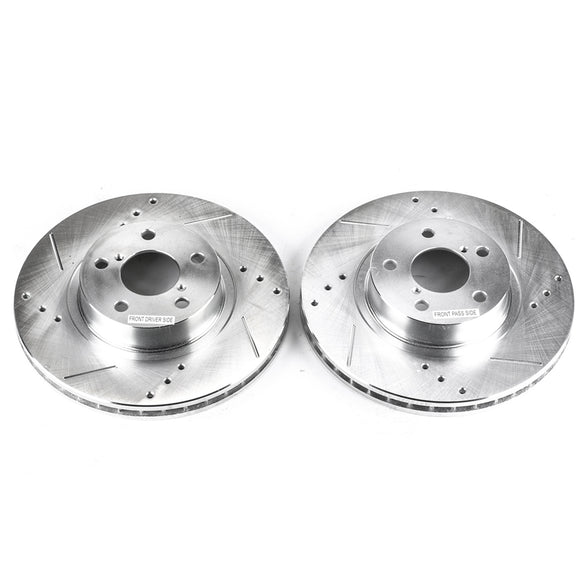 PowerStop Evolution Drilled Slotted Rotors Pair Front For Subaru Legacy