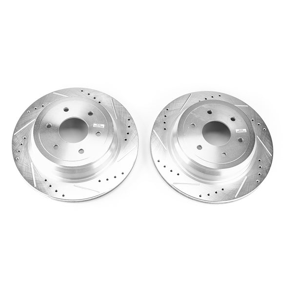PowerStop Evolution Drilled Slotted Rotors Pair Rear For Nissan TITAN XD