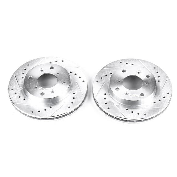 PowerStop Evolution Drilled Slotted Rotors Pair Front For Honda Prelude