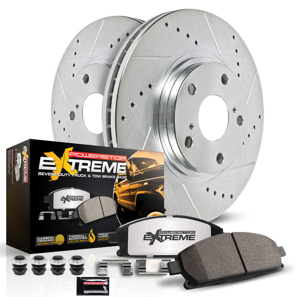 PowerStop Z36 Carbon-Fiber Ceramic Brake Pad with Drilled and Slotted Rotor Kit