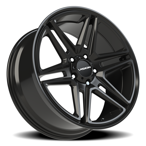 22x9.5 Vision 476 Wedge Gloss Black Wheel 5x139.7 ET8 CB77.8
