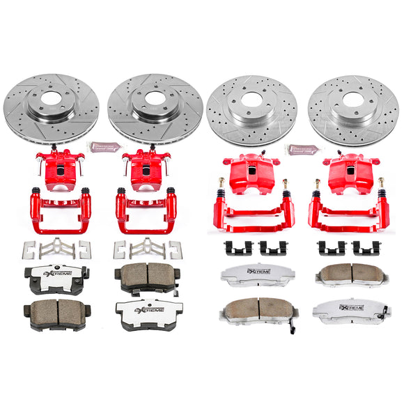 PowerStop Z26 Street Performance Ceramic Brake Pad, Drilled Slotted Rotor, and C