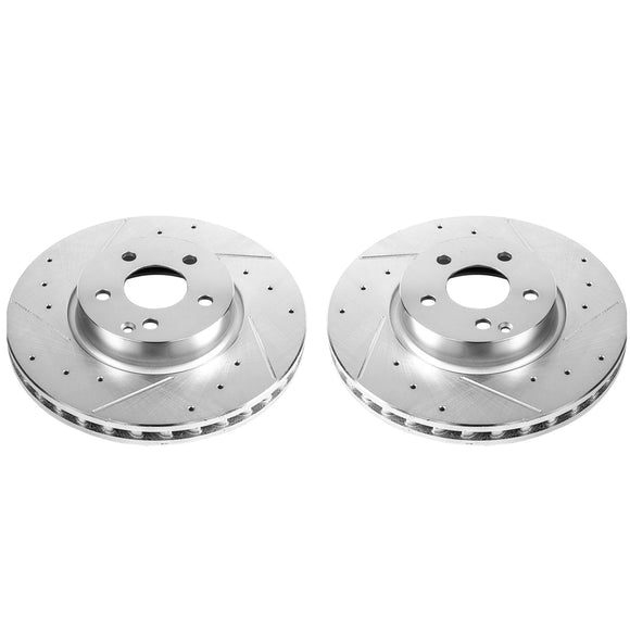 PowerStop Evolution Drilled Slotted Rotors Pair Front For Mercedes-Benz C350