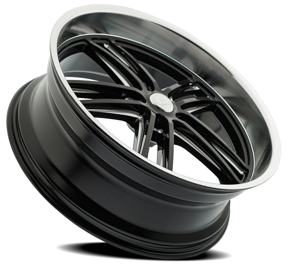 22x10.5 Resto Maverick Glossy Black Diamond Cut Lip 5x127 ET12 CB78.10 Wheel
