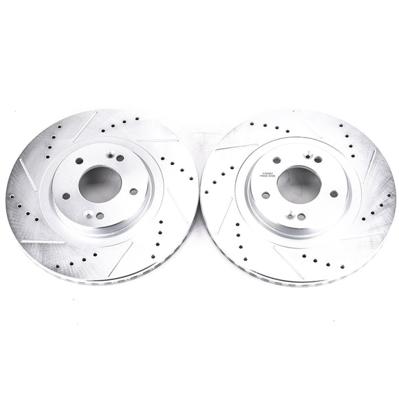 PowerStop Evolution Drilled Slotted Rotors Pair Front For Hyundai Santa Fe