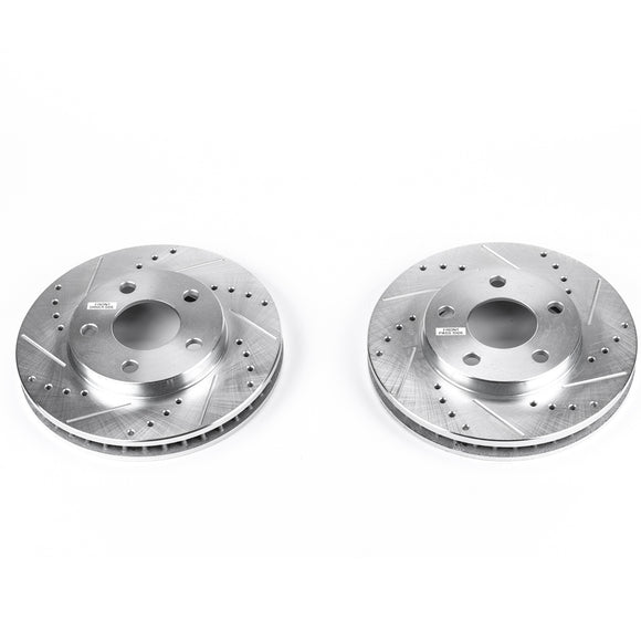 PowerStop Evolution Drilled Slotted Rotors Pair Front For Cadillac Commercial
