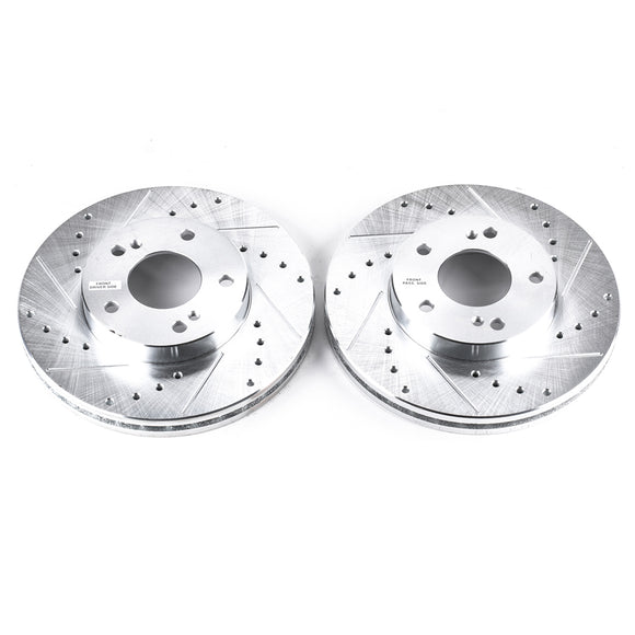 PowerStop Evolution Drilled Slotted Rotors Pair Front For INFINITI Q45