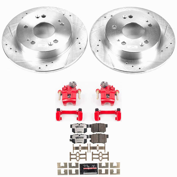 PowerStop Z26 Street Performance Ceramic Brake Pad, Drilled Slotted Rotor, and C