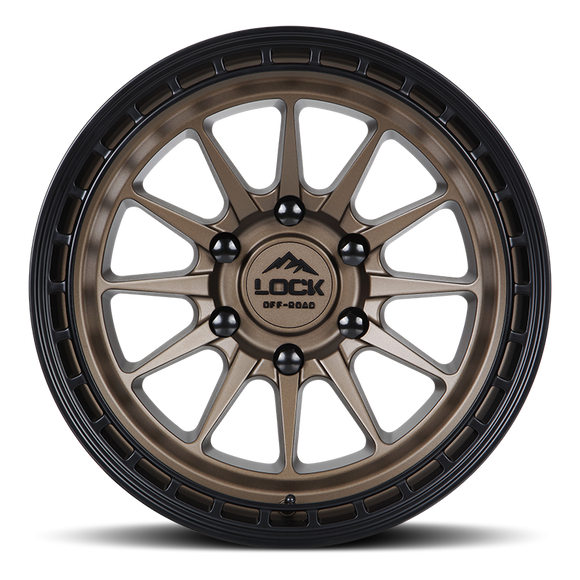 17x9 Lock Off-Road Baja Matte Bronze Black Ring 5x127 5x5 ET0 Wheel Rim