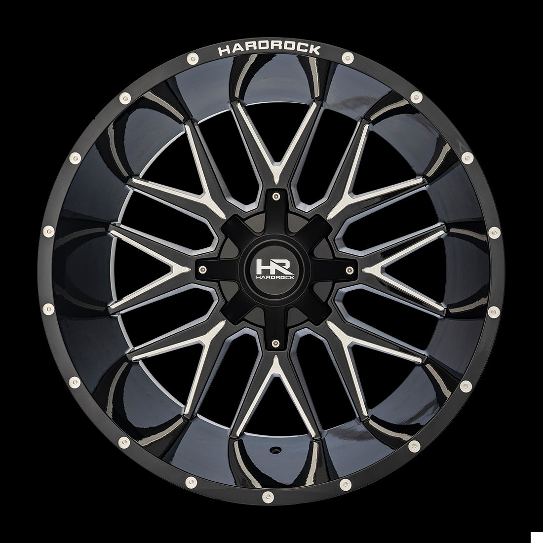 24x14 Hardrock Affliction Gloss Black Milled 8x180 ET-76 wheel/rim