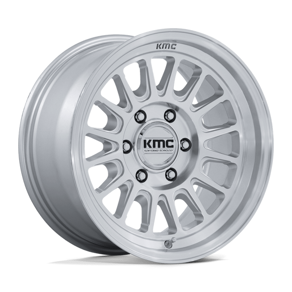 18x9 KMC KM733 Impact FFT Gloss Silver Machined Face 8x165.1 ET0 CB125.1 Wheel