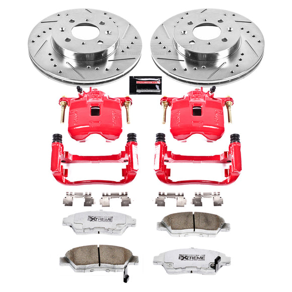 PowerStop Z26 Street Performance Ceramic Brake Pad, Drilled Slotted Rotor, and C