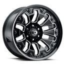 18x9 Vision 362 Armor Gloss Black Milled Spoke with Black Bolt Inserts 5x139.7 E