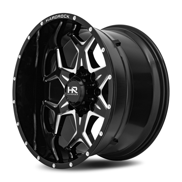 22x12 Hardrock Reckless Xposed Gloss Black Milled 6x135 ET-51 wheel/rim