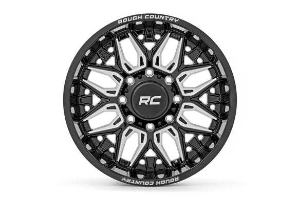 20x10 Rough Country 86 Series Gloss Black Milled Accents Wheel 6x135 ET-19 CB4.1
