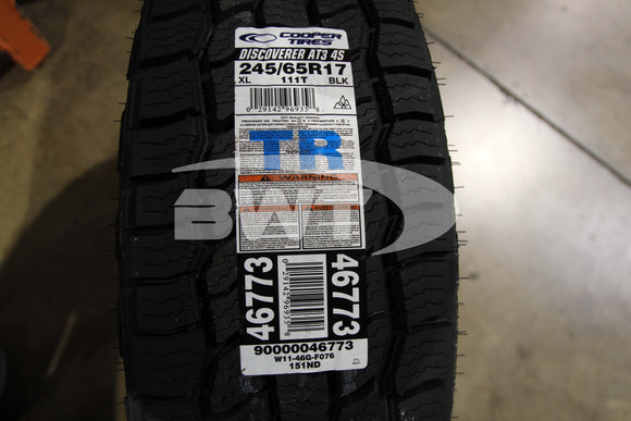 245/65R17 Cooper Discoverer AT3 4S 111T BSW XL 245 65 17 2456517