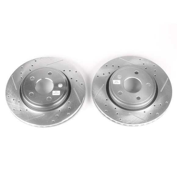 PowerStop Evolution Drilled Slotted Rotors Pair Front For Jeep GrCherokee
