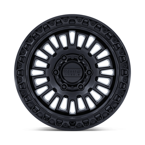 17x8.5 KMC KM554 Aztec Matte Black With Gloss Black Lip 6x120 ET0 CB66.9 Wheel