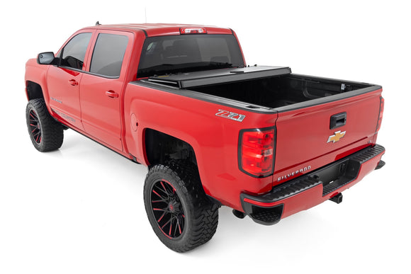 Rough Country Hard Tri-Fold Bed Cover 6'7" For Chevy 1500 2500HD 3500HD 14-19