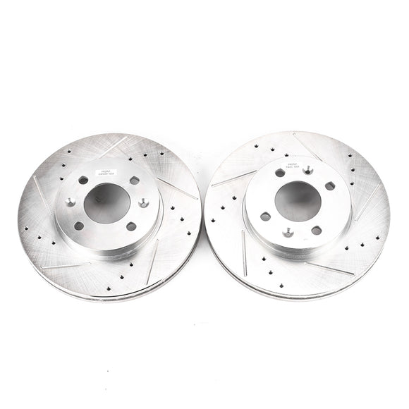 PowerStop Evolution Drilled Slotted Rotors Pair Front For Hyundai Accent